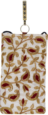 

Bagaholics Ethnic Raw Silk Saree Clutch with Embroidery and Waist Clip Mobile Pouch(Maroon)