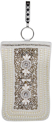 

Bagaholics Ethnic Beads & Pearl Mobile Pouch Mobile Pouch(White)
