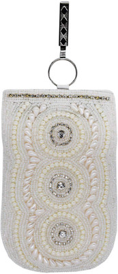 

Bagaholics Ethnic Beads & Pearl Mobile Pouch Mobile Pouch(White)