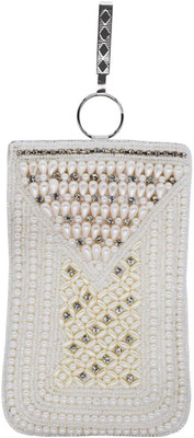 

Bagaholics Ethnic Beads & Pearl Mobile Pouch Mobile Pouch(White)