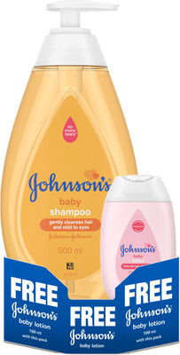 

Johnson's Baby Shampoo No More Tears 500ml with Baby Lotion 100 ml Free(600 ml)