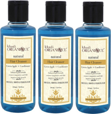 

KHADI ORGANIQUE GREEN APPLE+CONDITIONER HAIR CLEANSER (SHAMPOO) 630 ML PACK OF 3(630 ml)