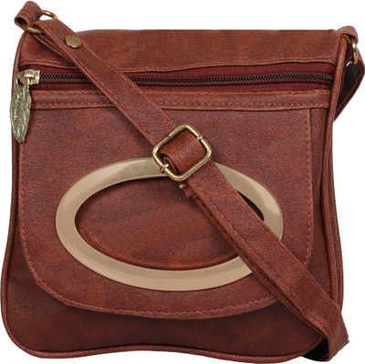 

Capreo Women Casual Brown PU Sling Bag