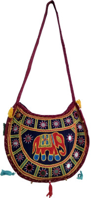 

Fashion Avenue Women Evening/Party, Casual Maroon Cotton Sling Bag