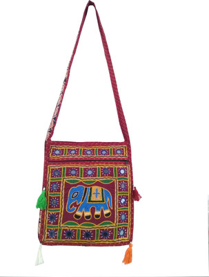 

Fashion Avenue Women Casual Maroon Cotton Sling Bag