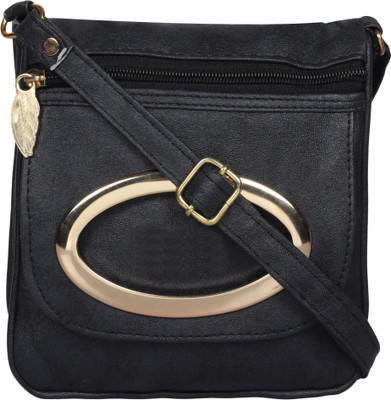 

Capreo Women Casual Black PU Sling Bag