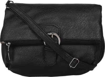 

Capreo Women Casual Black PU Sling Bag