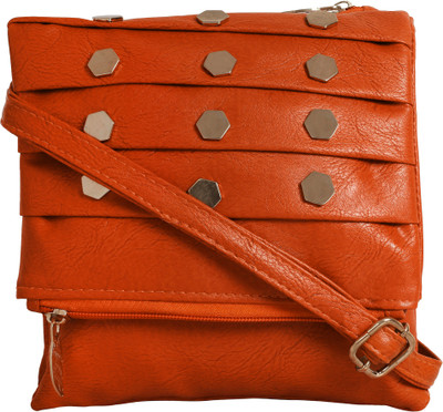 

Capreo Women Casual Orange PU Sling Bag