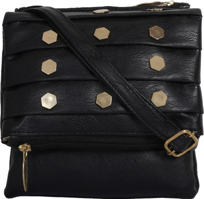 

Capreo Women Casual Black PU Sling Bag
