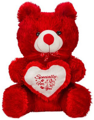 

HM Teddy Bear Soft Toys Red With Heart - 27 cm(Red)