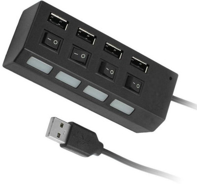 

Ps 4 Port USB Hub with Switch and LED Indicator USB Adapter(Black, White)