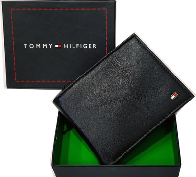 

TOMMY HlLFlGER Men Casual Black Genuine Leather Wallet(9 Card Slots)
