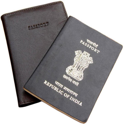 ABYS Men Black Genuine Leather Document Holder(2 Card Slots)