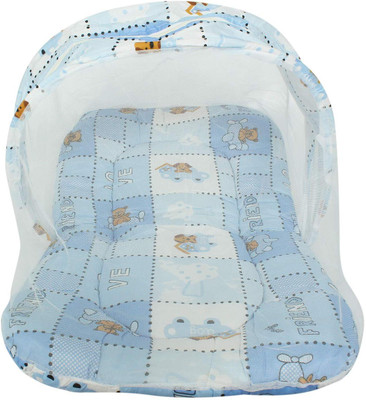 

Bagaholics Cotton Bedding Set with Foldable Mattress Mosquito Net & Pillow Baby Bed Crib(Fabric, Blue)