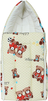 Bagaholics Printed Baby Cotton Bed Cum Bedding Set Sleeping Bag Baby Carry Bag Bunk(Fabric, Off-White)
