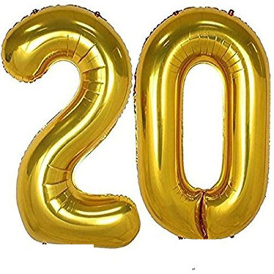 

fashion hub brand Solid Solid 20 Number Foil Balloon Balloon (Gold, Pack of 2) Letter Balloon(Gold, Pack of 2)