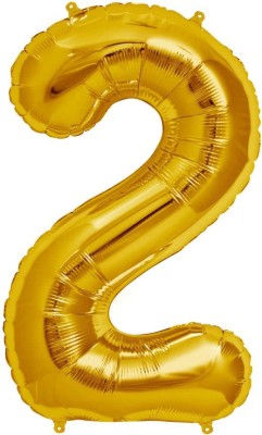Tiank Innovation Solid 17 Inch Golden Number 2 ( Two ) Foil Balloon Balloon(Gold, Pack of 1)