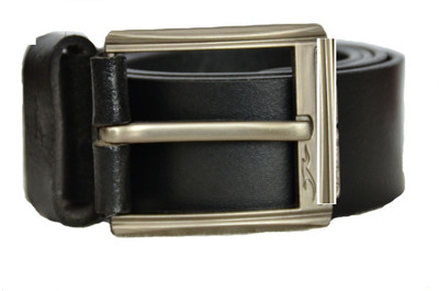 

rza Men Formal Black Artificial Leather Belt, Black plain