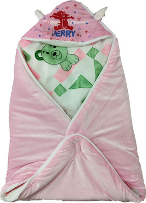 

Plado Printed  Hooded Baby Blanket(Polyester, Pink