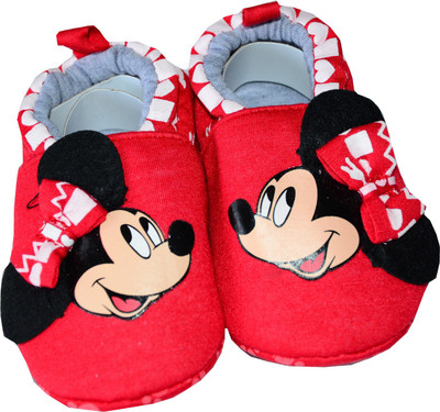 

kids happy bootie_mickey Boys & Girls Slip on Casual Boots 12-18 month (size 14) Booties(Toe to Heel Length - 14 cm Red)