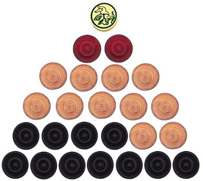 

SPORTSHOLIC Super Wooden Carrom Coins With Striker And Powder For All Carrom Boards Carrom Pawns(Pack of 24)