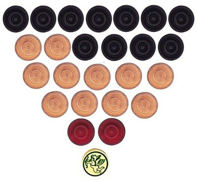 

SPORTSHOLIC Super 24 Pcs Wooden Carrom Coins Set With Striker And Powder For All Carrom Boards Carrom Pawns(Pack of 24)