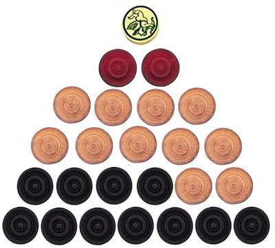

SPORTSHOLIC Super Wooden Carrom Coins Set With Striker And Powder For All Carrom Boards Carrom Pawns(Pack of 24)