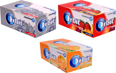 

Orbit Sugar Free Mixed Fruit,Sweetmint & Orange Cardamom Chewing Gum(422.40000000000003 g Pack of 3)