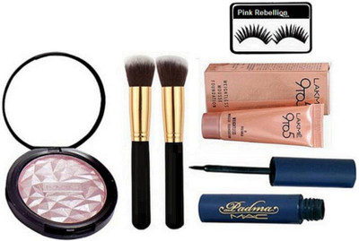

Pink Rebellion Eyelashes & Makeup Brush 2 Padma Eyeliner, 9 to 5 Weightless Foundation, Fit Beauty Makeup Powder (Set of 5)(Set of 5)