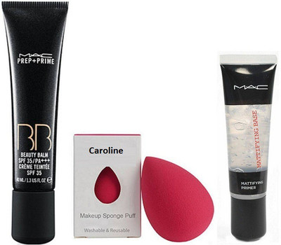 

caroline Sponge Puff, Mac Prep-Prime B B Cream Founation& Mattifying Base Primer(Set of 3)
