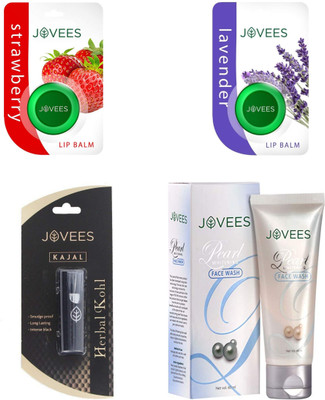 

Jovees Lip Balm Lavender & Strawberry and Kajal and Pearl Whitening Face Wash-60ml(Set of 1)