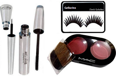 

catherine eyelashes with 2 shade Blusher, Brook candy eyeliner & Mascara(Set of 4)