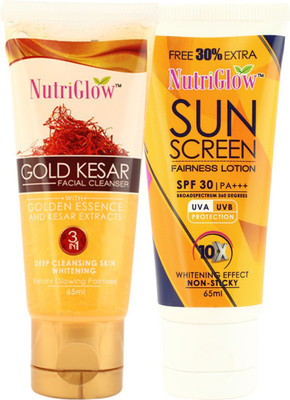

NutriGlow Gold Kesar Cleanser (65 ml) and Sunscreen Fairness Lotion SPF 30 (65 ml)(Set of 4)