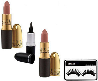 

BRUTUS Eyelashes & Caitlyn Jenner Lipstick Brown 2, Kajal(Set of 4)