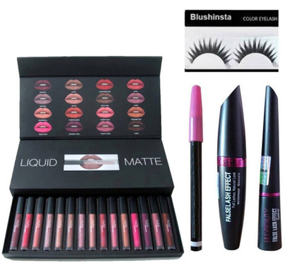 

blushinsta combo kit of huda shades eyeliner eyelashes eyebrow pencil eyemascara(Set of 5)