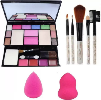 

hich 5 pc Makeup brush + Tya 6171 Makeup kit + 2 Pc Blender puff(Set of 4)