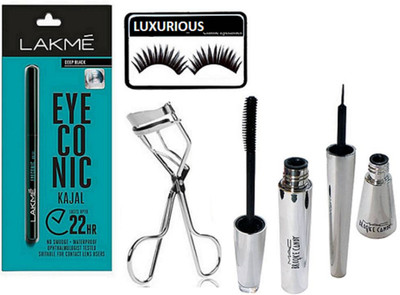 

LUXURIOUS Eyelashes & Brooke Candy Eyeliner ,Mascara With Eyeconic Kajal & Eyelashes Curler(Set of 5)