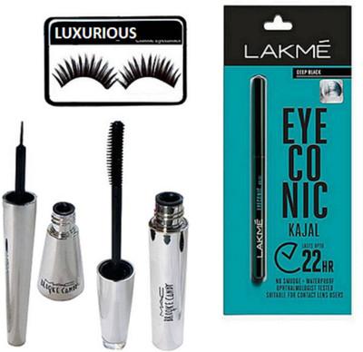 

luxurious Eyelashes & Eyeliner ,Mascara With Kajal(Set of 4)