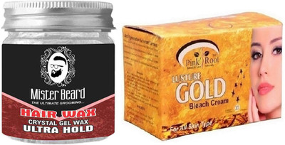 

Pink Root Gold Bleach 250gm WITH Mister Beard Hair Wax Ultra Hold 100gm(Set of 2)