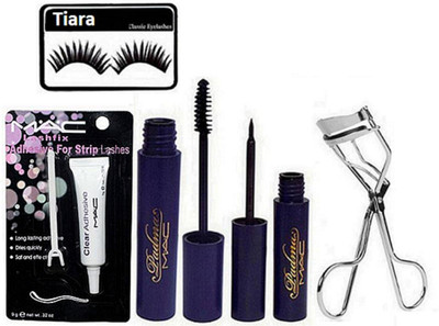 

tiara Eyelashes , Eyeliner & Mascara , Eyelashes Glue And Curler(Set of 5)