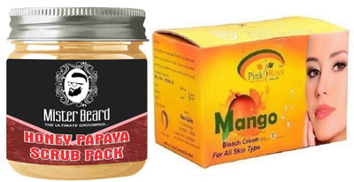 

Pink Root Mango Bleach 250gm WITH Mister Beard Honey Papaya Scrub Pack 100gm(Set of 2)