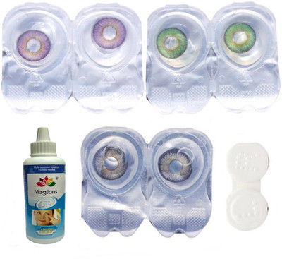 

Magjons 3 Pair Violet, Green, Grey Monthly Contact Lens(0, Violet, Green, Grey, Pack of 3)