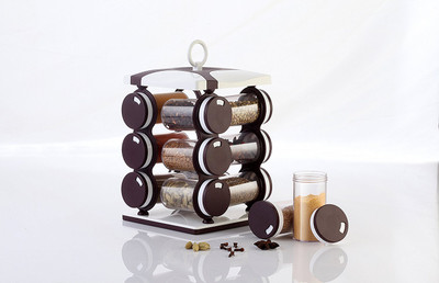 

VR Revolving Spice Rack, Masala Box, Spice Box, Masala Rack, Trolley Rack 12 Piece Condiment Set(Plastic)