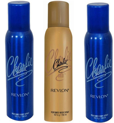 

Revlon CHARLIE BLUE DEODORANT 150 ML CHARLIE GOLD DEODORANT 150 ML Deodorant Spray - For Men & Women(150 ml, Pack of 3)