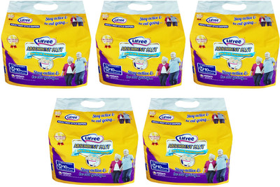 

Lifree ADULT PANT STYLE DIAPERS, SIZE MEDIUM, 10 PCs. PACK, SET OF 5 PACKS, FOR WAIST SIZE 24-33 INCHES - M(50 Pieces)