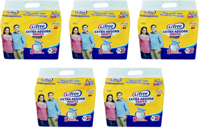 

Lifree ADULT PANT STYLE DIAPERS, SIZE XL, 10 PCs. PACK, COMBO OF 5 PACKS, FOR WAIST SIZE 35-49 INCHES - XL(50 Pieces)