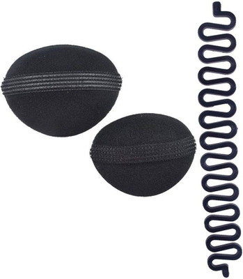 

pelo Hair Accessories For Women And Girls, Braid Tool And Puff Maker Accessories For Hair Styling, Salon And Parlour Use Hair Tools, Set Of 3, Pack Of 1 Hair Accessory Set(Black)