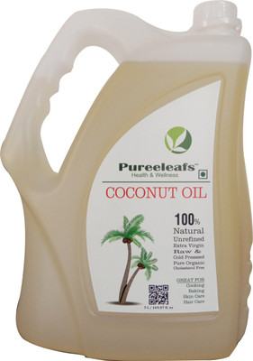 

Pureeleafs ORGANIC EXTRA VIRGIN PURE COCONUT (RAW) OIL 5 LITER Hair Oil(5 L)