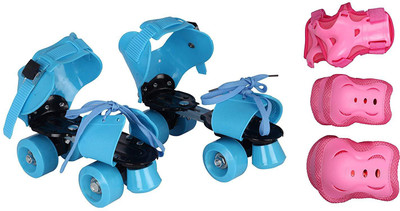 

AUTHFORT Adjustable Roller Skating Shoes Front Brakes Kids Skates & Skating Guards - Kids Protective Skating Guard Kit Skating Kit