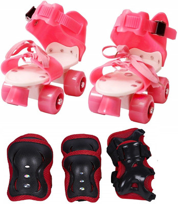 

Authfort Roller Skating Knee Elbow Palm Protective Pads & Adjustable Roller Skating Shoes Front Brakes Kids Skates Combo Skating Kit
